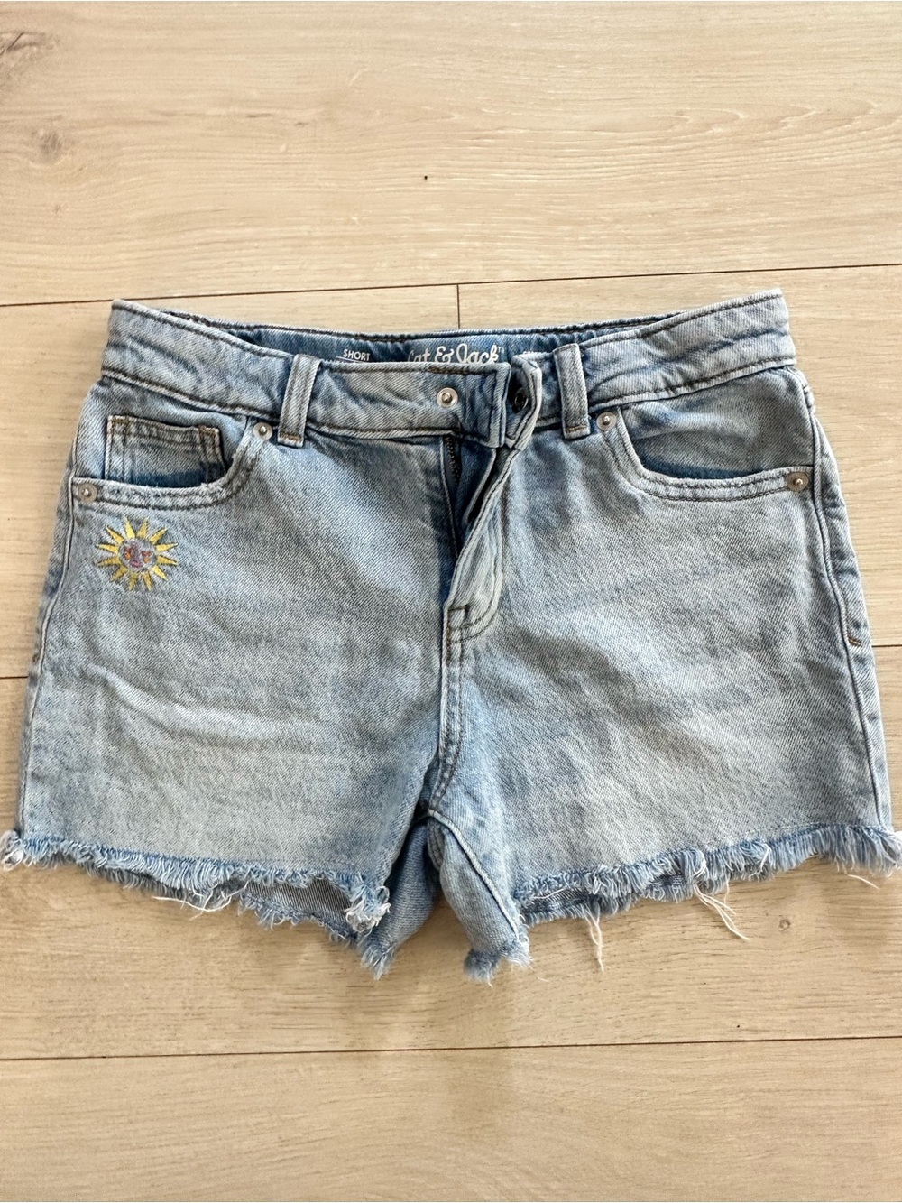 Girl’s Cat & Jack Light Blue Denim Cutoff Shorts with Sun Embroidery